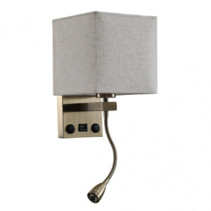 Apliq. 3w 4000k+1xe27 Y Puerto Usb Stephen Cuero/Pant.beis 285lm 38x17x20cm Doble Encendido - Cuero / Beige