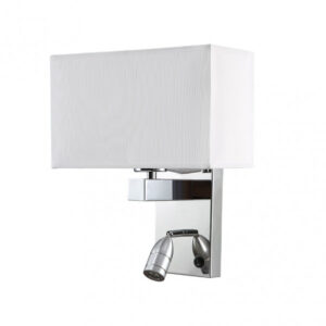 Aplique 3w 4000k + 1xe27 Gabriel Cromo/pantalla Blanca 285lm 31x26x15,5cm Doble Encendido - Cromo / Blanco