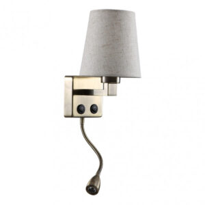 Aplique 3w 4000k +1xe27 Paulo Cuero/pantalla Beis 285lm 37x14x17cm Doble Encendido - Cuero / Beige