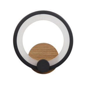Aplique Sydney 10w 4000k Negro/madera oscura 19,5x19x 5 Cm 1300lm - Negro/Madera Oscura