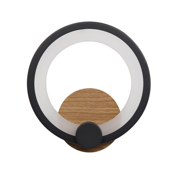 Aplique Sydney 10w 4000k Negro/madera oscura 19,5x19x 5 Cm 1300lm - Negro/Madera Oscura