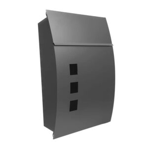 Buzon De Correo Mate Acero Galvanizado Gris 45x31x10 Cm De Diseño Antilluvia, Cerradura Cilindrica - Gris