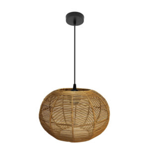 Colgante Kepa 1xe27 Negro/natural Regx30x30cm Rattan - Negro / Natural