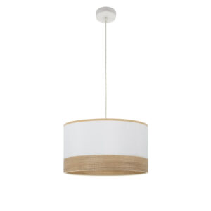 Colgante Olga 1xe27 Blanco/blanco-mad.clara Regx40x40 Cm - Blanco/Madera Clara