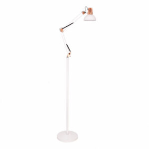 Flexo De Pie Articulable Rutilo 1xe27 Blanco/cobre 180x28x28 Cm - Blanco / Cobre
