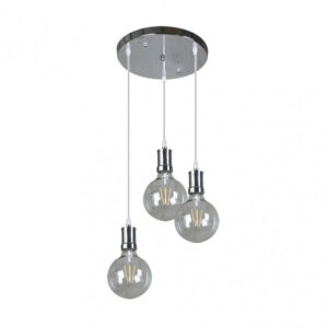 Lampara Prisco 3xe27 Cromo/transparente Bombillas   Incluidas 24w 2700k 2550lm Regx36x36 Cm - Cromo