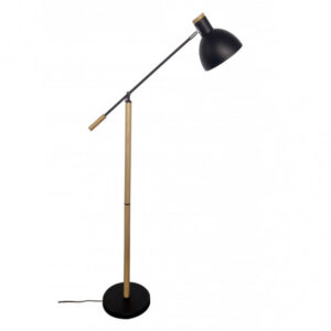 Pie Salon Biel 1xe27 Negro/haya 151x25x70 Cm Orientable 360º Y Articulable - Negro/Haya