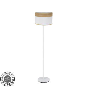 Pie Salon Cloe 1xe27 Blanco/blanca-madera Clara 162x40x40 cm - Blanco/Madera Clara
