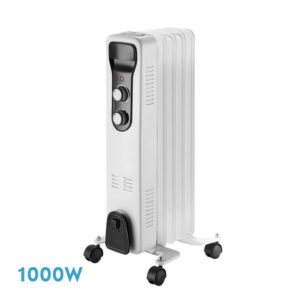 Radiador Aceite Brasilia 1000w 5elementos Blanco/negro 3potencias Antivuelco Termostato Reg.seguridad Asa 59,5x25,5x24cm - Blanco / Negro