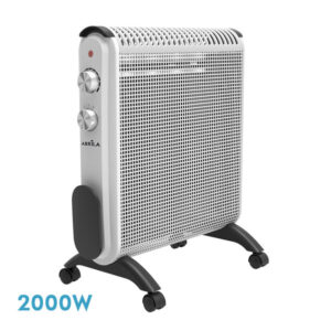 Radiador De Mica Condor 2000w 2elementos Blanco/gris 2potencias,antivuelco,termostato,c/ruedas Y Asa 52x46x25cm - Blanco / Gris