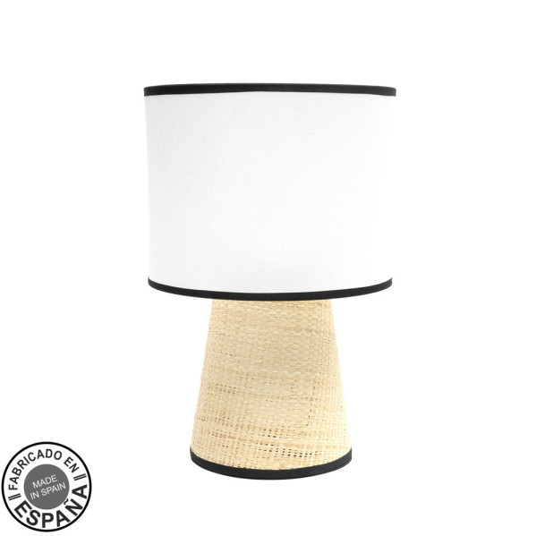 Sobremesa Camboya 1xe27 Blanco/natural 39x25x25cm - Negro/Blanco/Natural