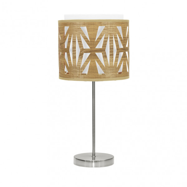 Sobremesa Katerina 1xe14 Niquel/madera Clara 42x17x17 Cm - Níquel/Madera Clara