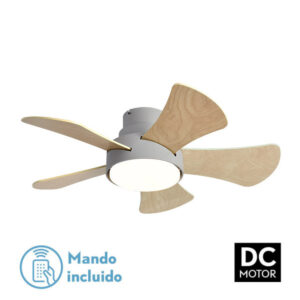 Ventilador 25w Dc Gris Gregario 5 Aspas Rev.  Blanca/haya 6 Vel.3000-4000-6000k 82D Remoto,memoria y Temporizador - Gris/Blanco-Gris/Haya