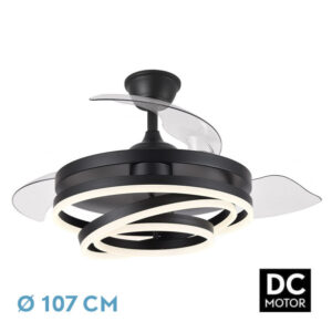 Ventilador 72w Dc Kai Negro 3 Aspas Transp. 6Vel. 3 Colores 43/58x50/107 C/remoto,memoria Y temp. 6120lm - Negro