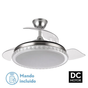 Ventilador Biliku 72w 6120lm Niquel 3asp.desp.108d 3000-4000-6000k Remoto, Memoria Y Temporizador - Níquel
