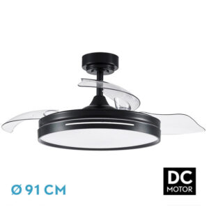 Ventilador Dc 48w Micenas Negro 3asp.91d 6velocidades 4800 Lm 3000-4000-6000k Remoto+memoria+temporizador 24 - Negro