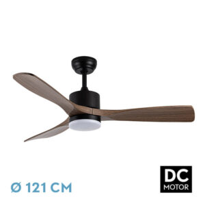 Ventilador Dc Azabache 20w Negro 3asp.roble 6vel 3 Col 40/50x121d 2350lm Remoto,memor,tempo - Negro/Roble