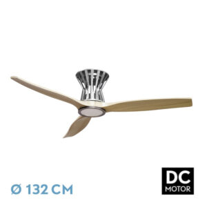 Ventilador Dc Baltir 18w Niquel/haya 3aspas132d Regulable Intensidad 2250lm 3000k,4000k,6000k Remoto+temporizador+memoria - Níquel / Haya