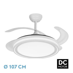 Ventilador Dc Bandido 59w Blanco 4aspas 107d 5900lm 3500-4000-6500k Remoto Y Temporizador - Blanco