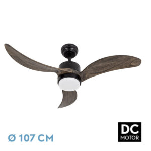 Ventilador Dc Bembezar 24w Negro 3aspas Roble 107d 2424 Lm 3000-4000-6500k Remoto+regulador Intensidad+temporizador+memoria - Negro/Roble
