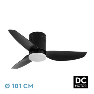Ventilador Dc Borax 20w Negro 3aspas 6vel 3000-4000-6500k 2350lm Remoto, Memoria Y Temporizador 27x101x101cm - Negro