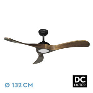 Ventilador Dc Castelo 18w Negro/roble 3aspas 132d Regulable Intensidad 2250lm 3000k,4000k,6000k Remoto+temporizador+memoria - Negro/Roble