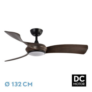 Ventilador Dc Cerdeña 30w 2950lm Negro/roble 3aspas 3000k,4500k,6000k Regulable Intensidad+ Remoto+ Temporizador+ Memoria - Negro/Roble