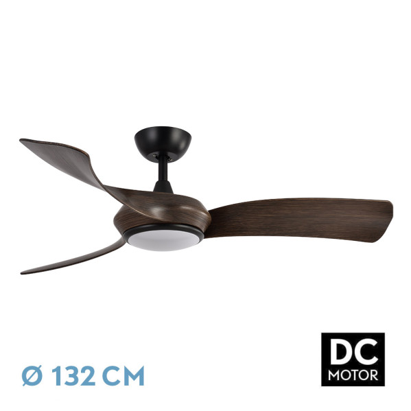 Ventilador Dc Cerdeña 30w 2950lm Negro/roble 3aspas 3000k,4500k,6000k Regulable Intensidad+ Remoto+ Temporizador+ Memoria - Negro/Roble