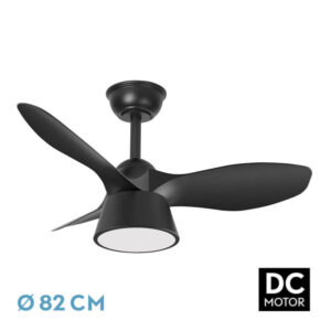 Ventilador Dc Cubico 36w 2680lm Negro 3 Aspas 82d  3000k,4500k,6000k,remoto+tempor+memoria - Negro