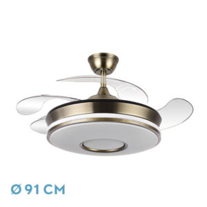 Ventilador Dc Dani 59w 6980lm Cuero 4aspas 6velocidades 91d 3000-4000-6000k Remot+reg.intensidad+memor+temporiz - Cuero