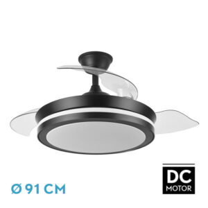 Ventilador Dc Esparta Negro  Mini 72w 6120lm 91d 3asp.d Esp.3000-4000-6000k Remoto+tempor+memori - Negro
