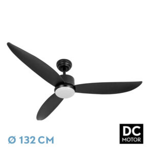 Ventilador Dc Genil 24w Negro 3aspas 6vel 132d 2424lm 3000-4000-6500k Remoto+temporizador+memoria - Negro