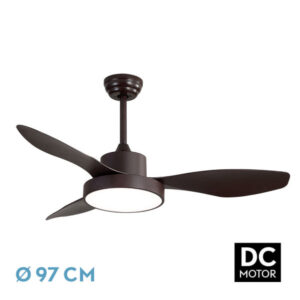 Ventilador Dc Hayate 24w 2650lm Marron 3aspas 6vel 97d 3000-4000-6000k Remoto,memoria Y Temporizador - Marrón