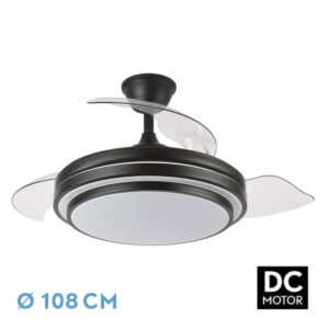 Ventilador Dc Ibe 59w 6980lm Negro 3 Asp.desp. 107d 3000-4000-6000k Remoto, Memoria Y Temporizador - Negro