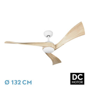 Ventilador Dc Janubi 22w Bla/haya 3asp.132d Reg.in 2350lm 3000-4000-6000k Remot+temp+mem 24 - Blanco/Haya