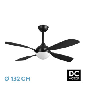 Ventilador Dc Livorno 30w 3250lm Negro 132d 4aspas 3000k,4500k,6000k, Remoto+ Temporizador+ Memoria - Negro