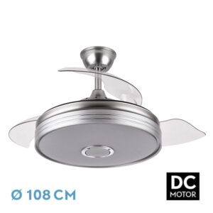 Ventilador Dc Matanuska 72w 6120lm Niq Bluethooth  32/47x55/108d.3 Aspas Desp.6 Vel.3 Color. - Níquel