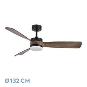 Ventilador Dc Oriente 26w Negro 3 Aspas Roble 132d 6vel 3colores 2950lm Remoto,temporizador,memoria 24 - Negro/Roble