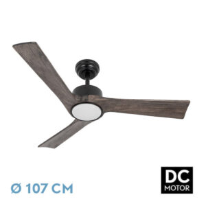 Ventilador Dc Orinoco 24w Negro 3aspas Roble 107d 2424lm 3000k,4000k,6500k Remoto+regulador Intensidad+temperatura+memoria - Negro/Roble