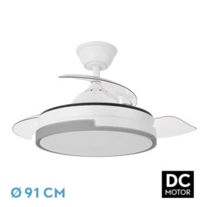 Ventilador Dc Papiro Mini 59w Blan/gris 3asp.91d 6980lm Remot+temporiz+memoria - Blanco / Gris