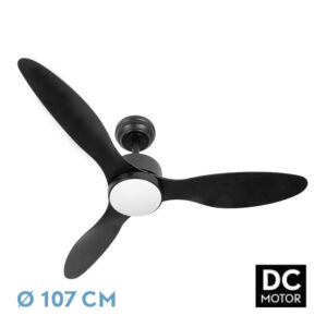 Ventilador Dc Serpa 24w Negro 3aspas 6vel 107d 2424lm 3000-4000-6500k Remoto+regulable Intensidad+temporizador+memoria - Negro