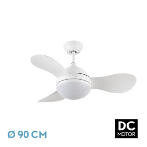 Ventilador Dc Solido 24w Blanco 3aspas 91d 2640lm 3000k,4000k,6500k Remoto+memoria+temporizador - Blanco