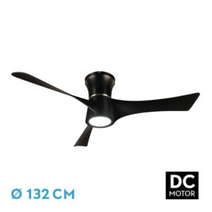 Ventilador Dc Tianas 18w Negro 3aspas 132d Regulable Intensidad 2250lm 3000k,4000k,6000k Remoto+temporizador+memoria - Negro