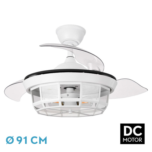 Ventilador Dc Tornado Mini Blanco 3xe27 91d 3aspas Desplegables 6velocidades C/remoto Y Temporizador - Blanco